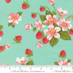 Bloomsberry Aqua In Bloom Florals Strawberries Fabric – Camille Roskelley