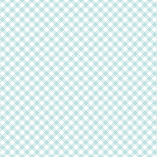 Whimsical Woodland Diagonal Gingham Aqua