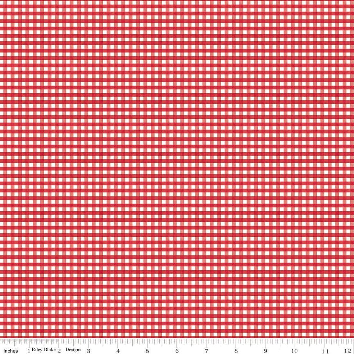 1/8 Inch Small Gingham Red