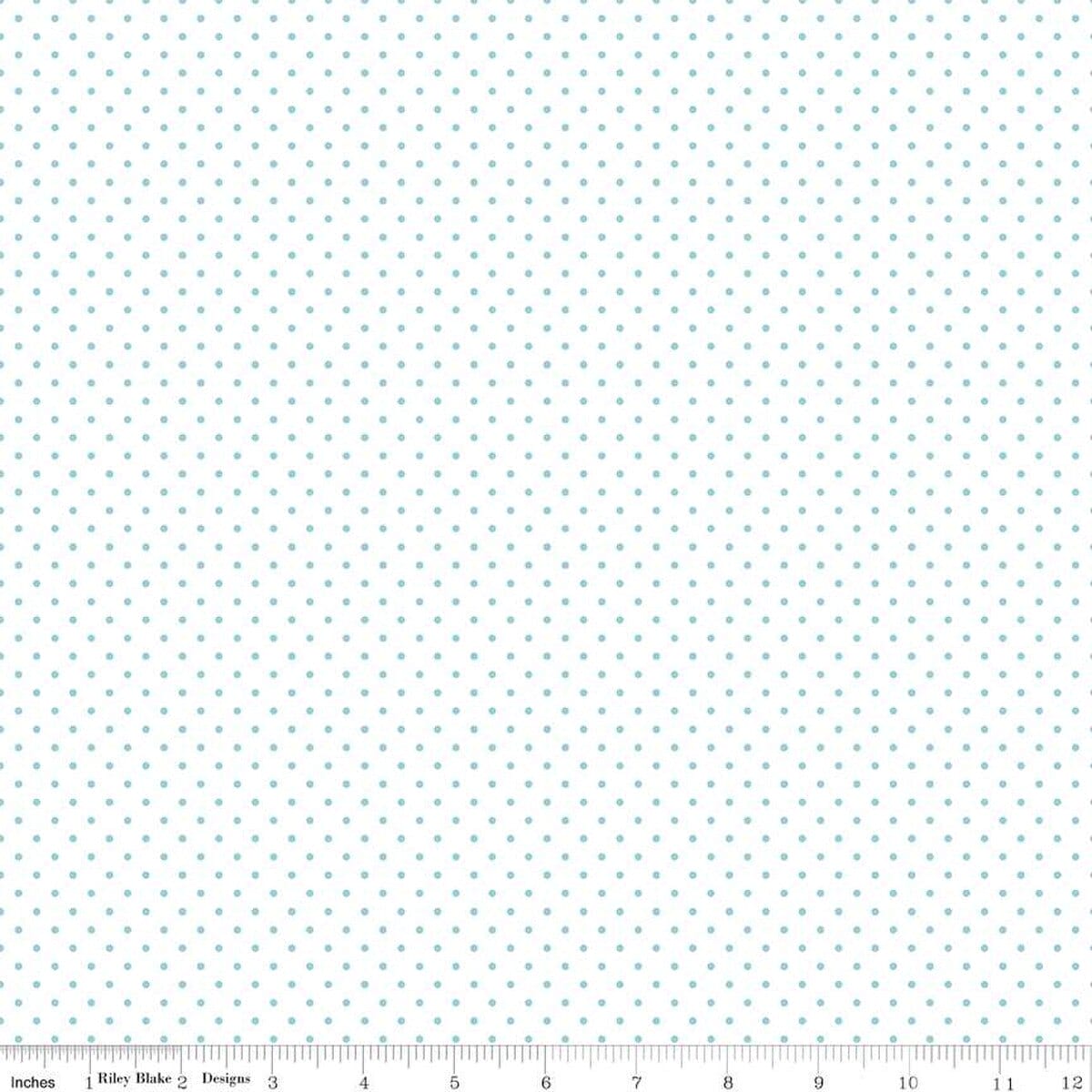 Swiss Dot On White Aqua