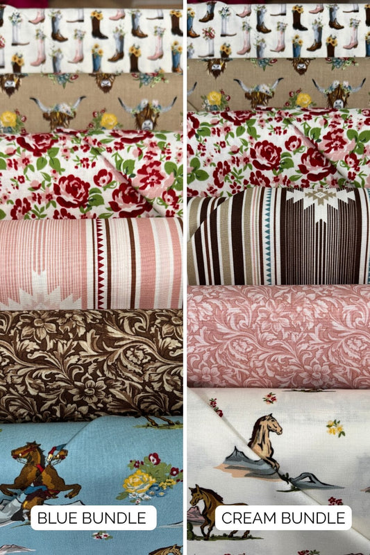 Cowgirl 6-Piece Fabric Bundle – Blue or Cream