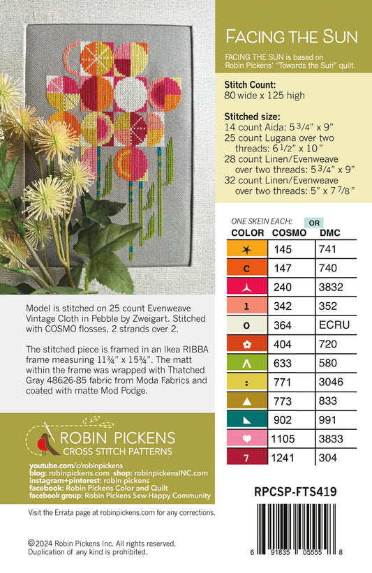 Facing the Sun Cross Stitch Printed Pattern