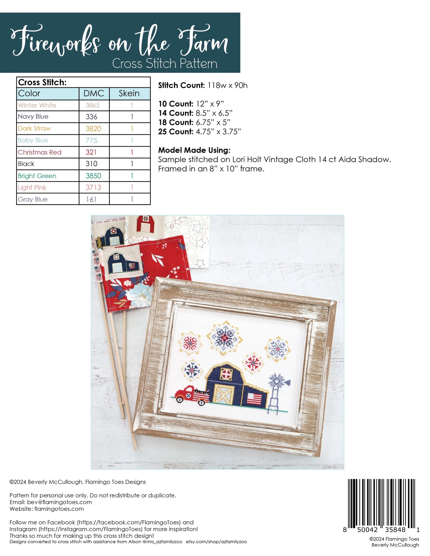 Fireworks on the Farm Cross Stitch Paper Pattern