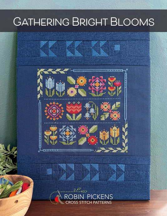 Gathering Bright Blooms Cross Stitch Printed Pattern