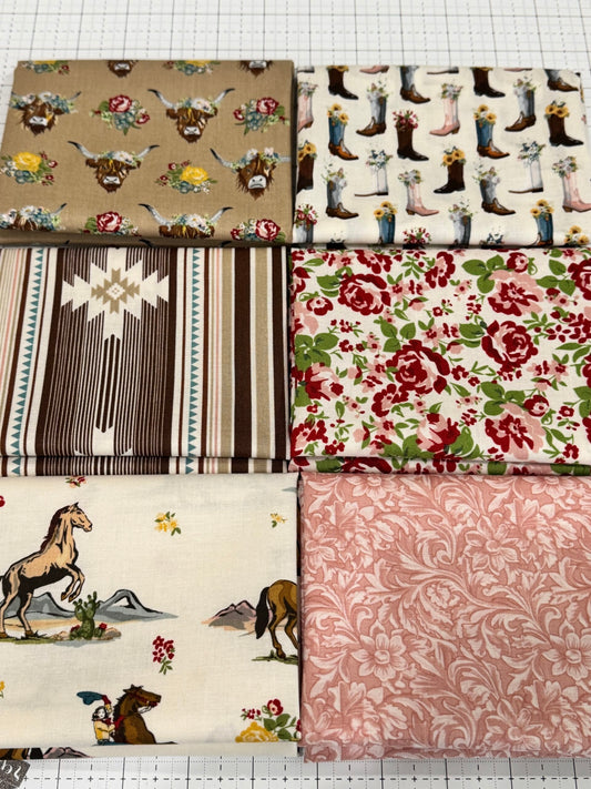 Cowgirl 6-Piece Fabric Bundle – Blue or Cream