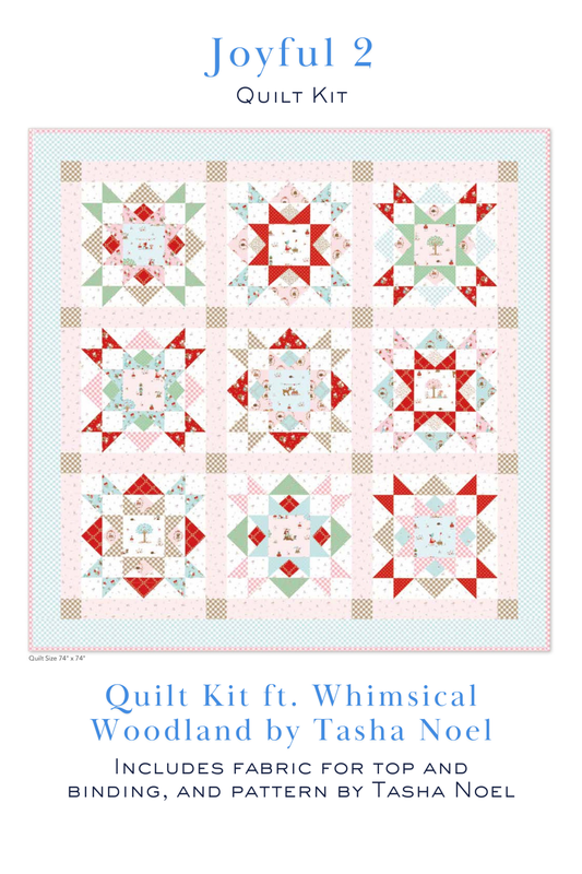 Joyful 2 Quilt kit pattern with fabrics from Whimsical Woodland by Tasha Noel