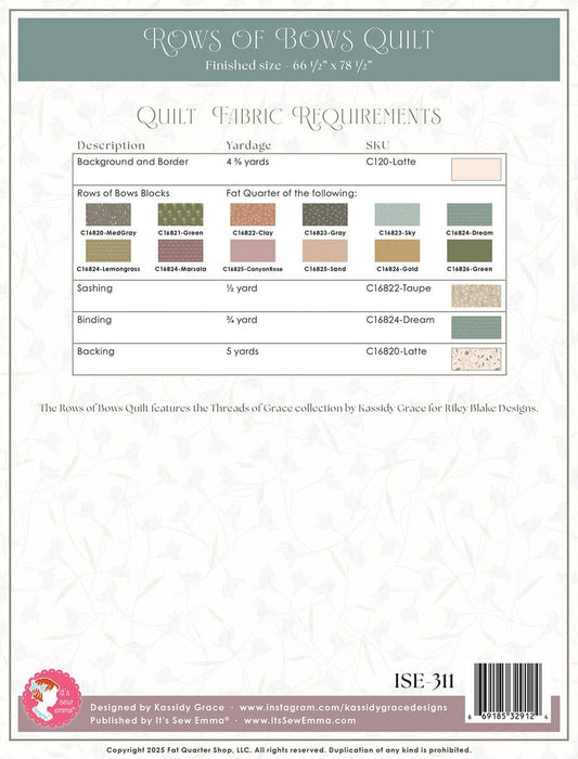 Rows of Bows Quilt Pattern - Kassidy Grace