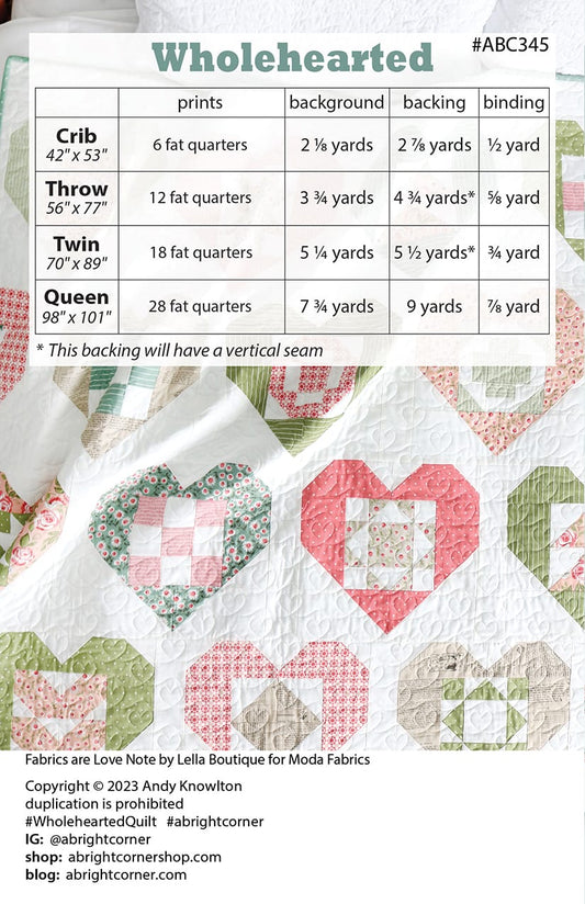 A Bright Corner Wholehearted Quilt Pattern