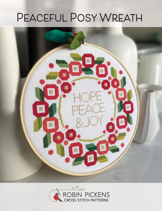 Peaceful Posy Wreath Cross Stitch Printed Pattern Booklet