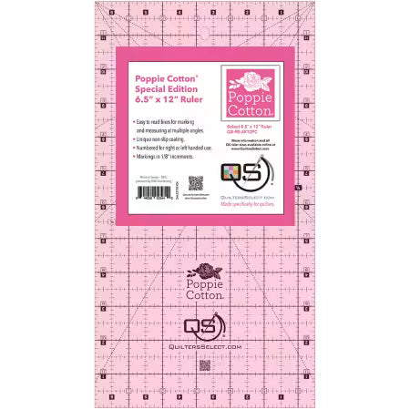 Quilter's Select Pink Poppie Ruler 6.5in x 12in