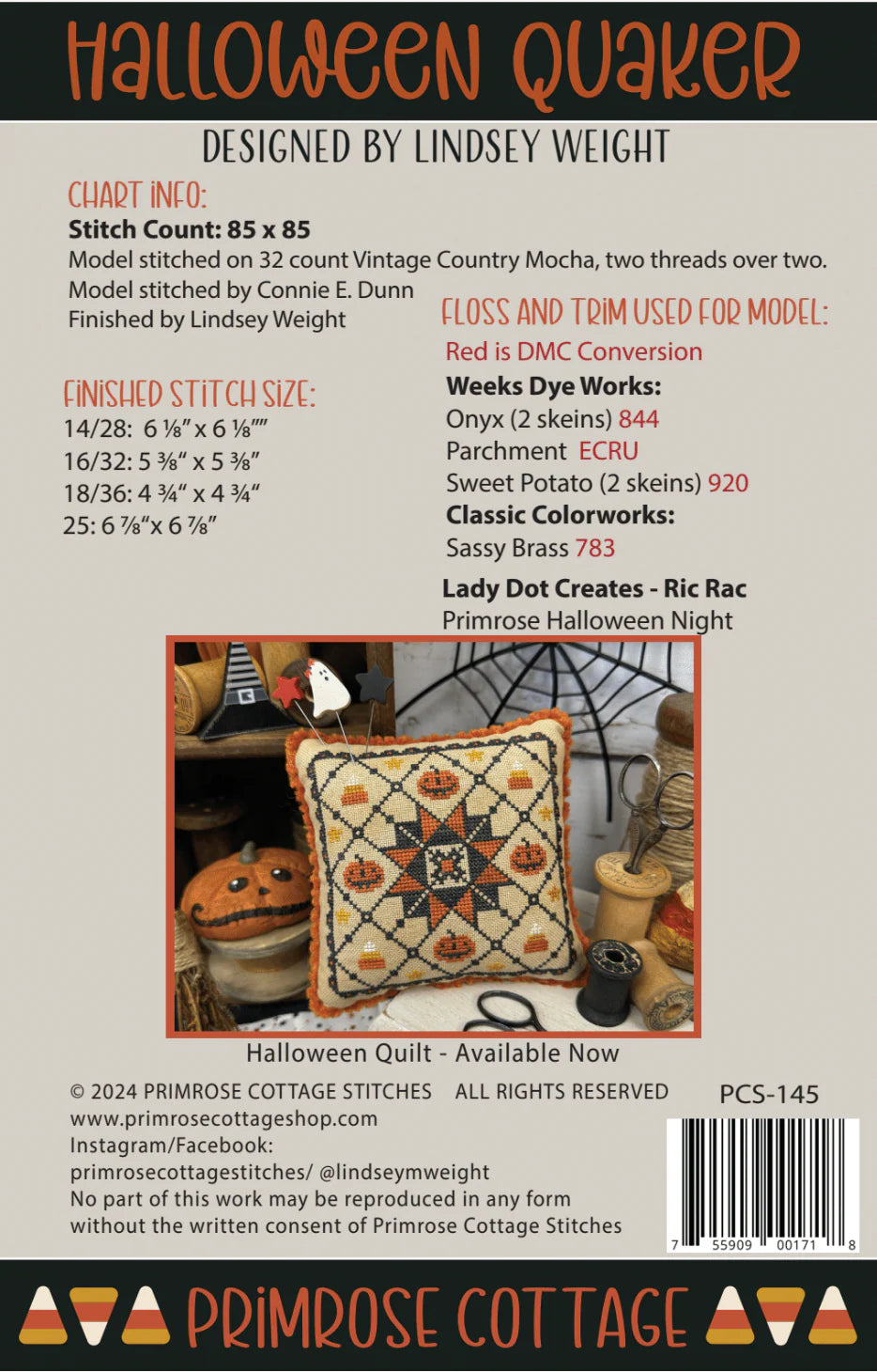 Halloween Quaker Cross Stitch Pattern