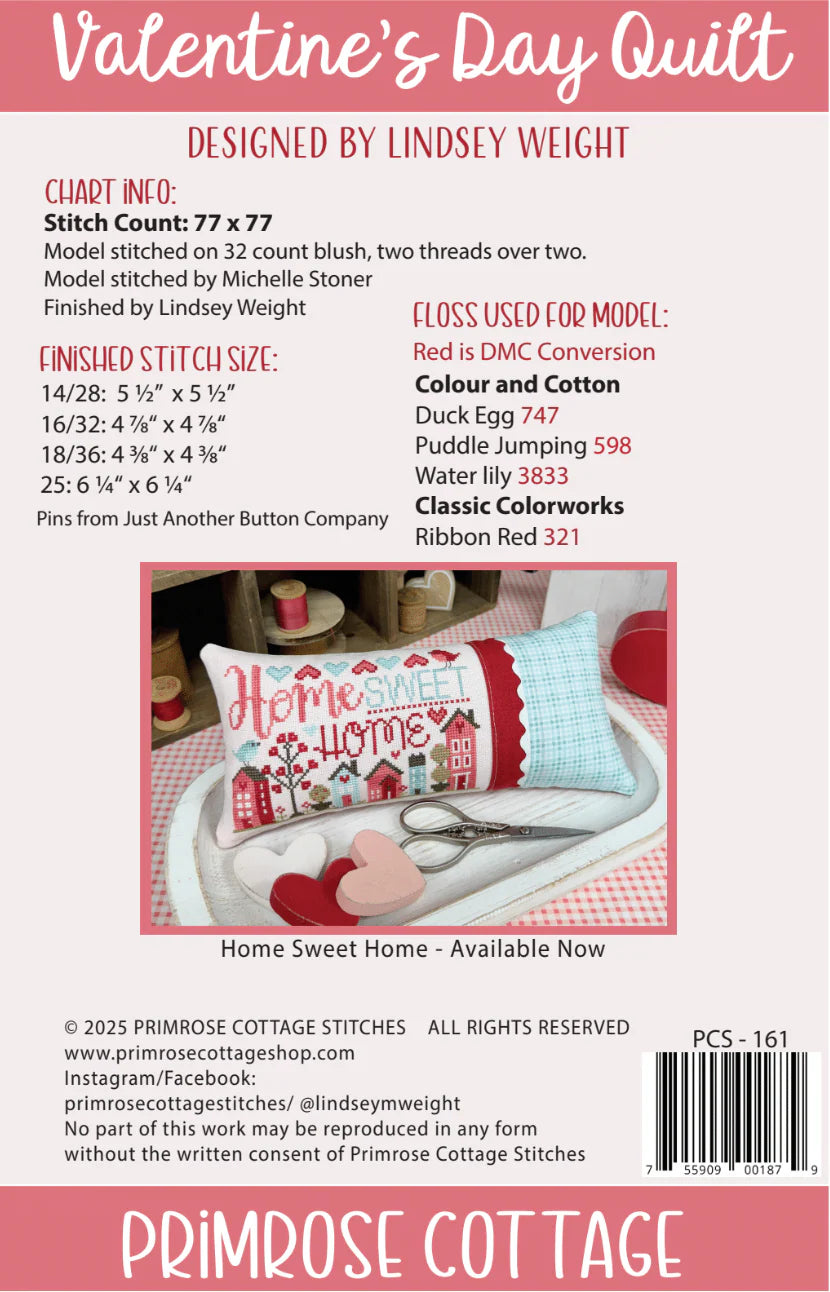 Valentine's Day Quilt Cross Stitch Pattern