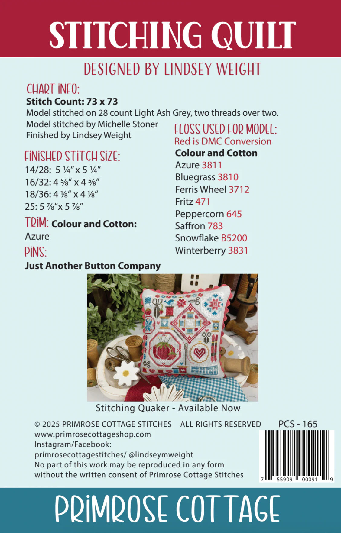 Stitching Quilt Cross Stitch Pattern