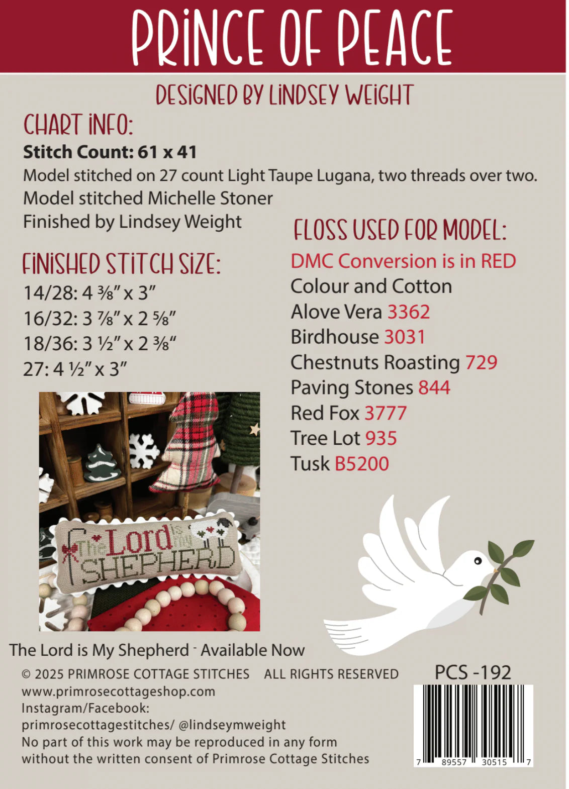 Prince of Peace Cross Stitch Pattern