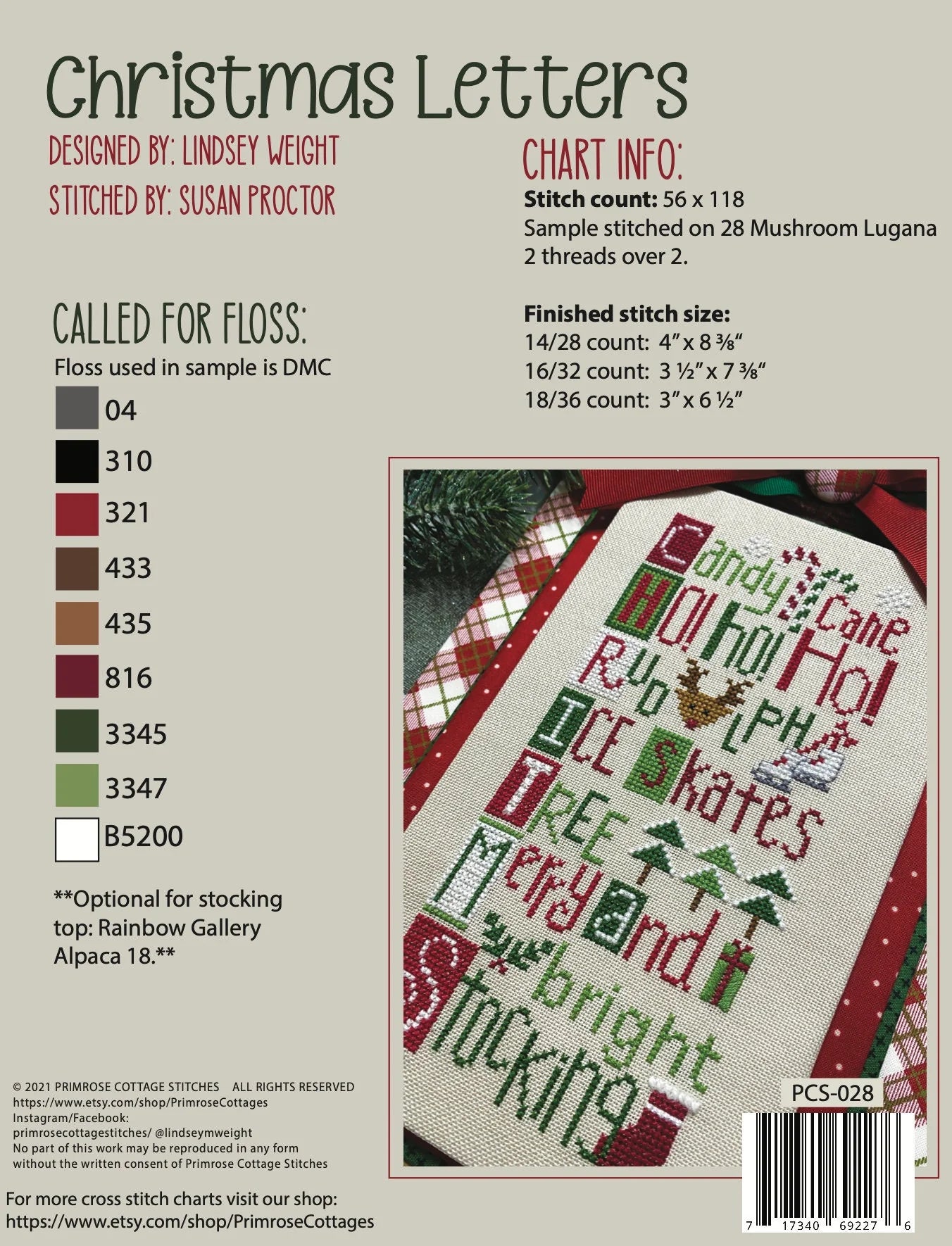 Christmas Letters Cross Stitch Pattern