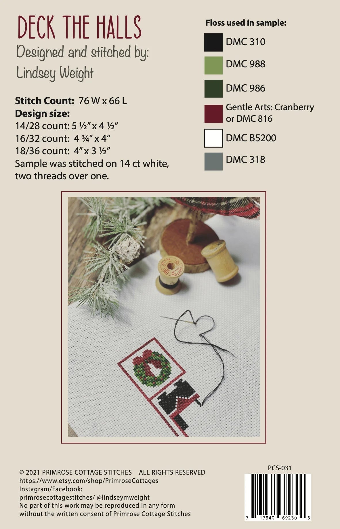 Deck the Halls Cross Stitch Pattern