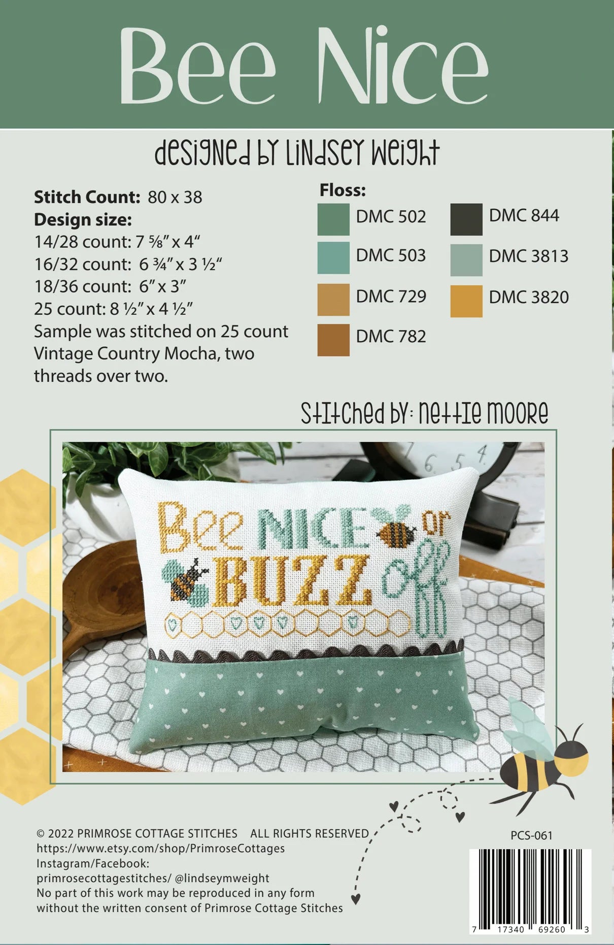 Bee Nice Cross Stitch Pattern