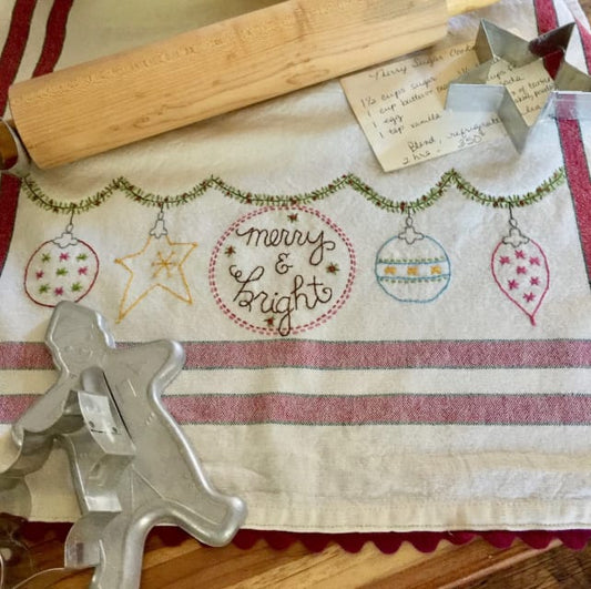 Merry & Bright Dishtowel Embroidery Kit – Bareroots