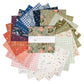 Hedgerow Haven 10 inch Stacker squares fanned out to show the prints, by Amber Elliot of Alderwood Studio for Riley Blake Designs