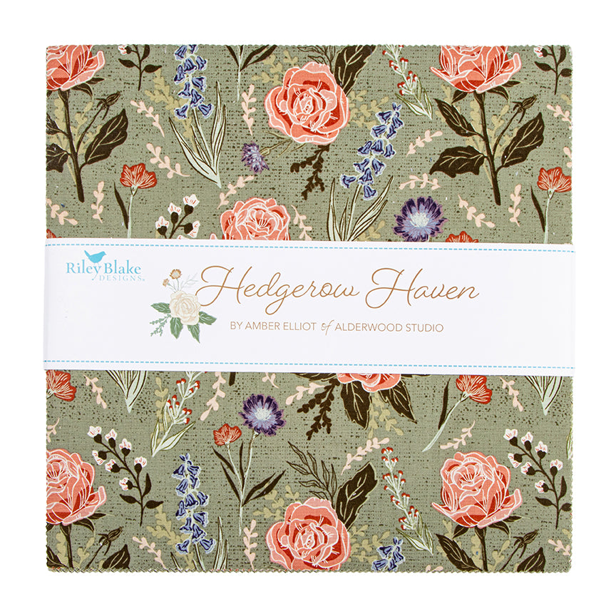 Hedgerow Haven 10 inch Stacker, 42 precut 10-inch squares from the Hedgerow Haven collection by Amber Elliot of Alderwood Studio for Riley Blake Designs, 10-18180-42