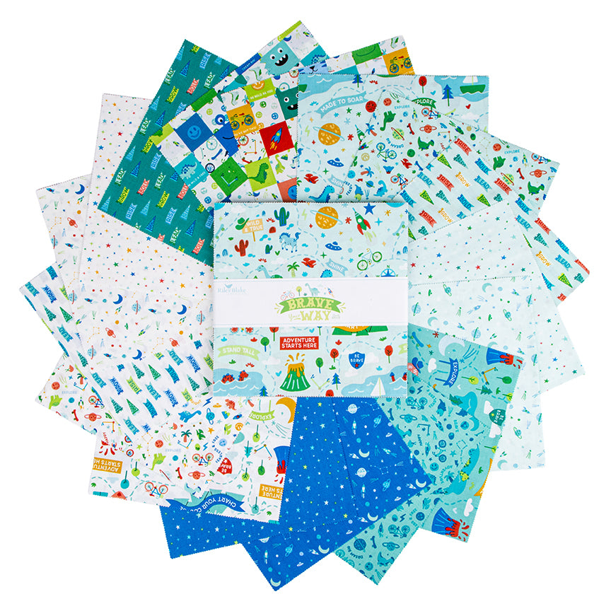 Fanned out 10 inch stacker Brave Your Way fabric