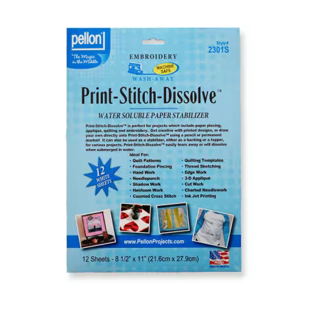 Print-Stitch-Dissolve Wash Away Sheets – 12 Pack