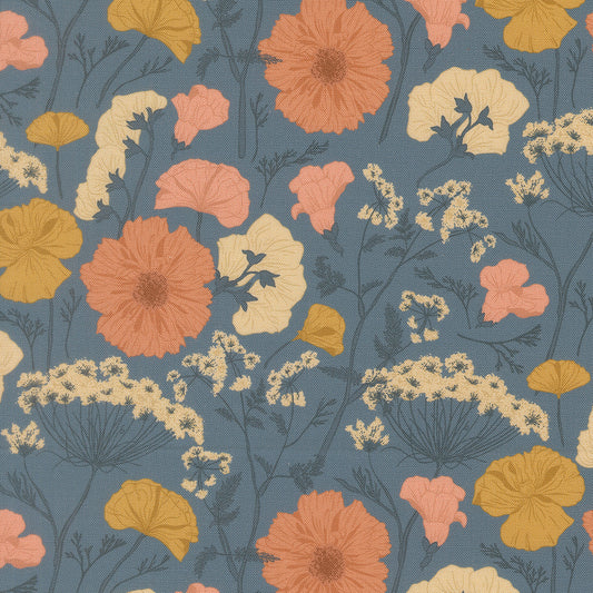 Petalush Denim Pressed Flower Florals Fabric – Kiley’s Quilt Room