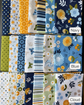 Three color ways of petite fat quarters for the Sunshine and Dandelions fabric collection by Traci Reed
