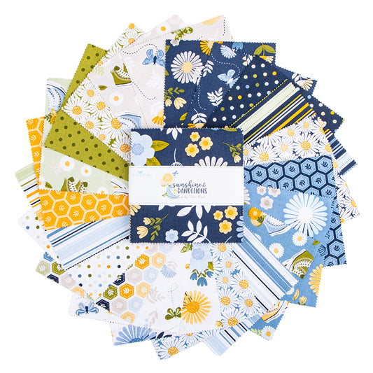 Sunshine and Dandelions fabric collection by Traci Reed for Riley Blake 5 inch stacker