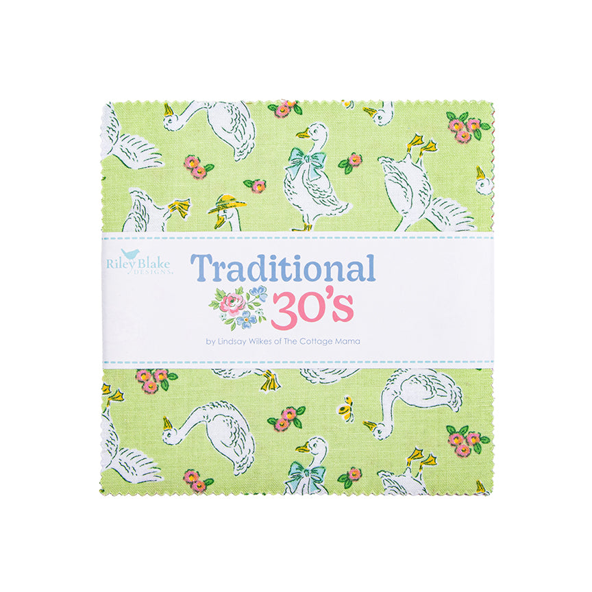 Packaged bundle of 5 inch stackers in the Traditional 30's fabric collection. 