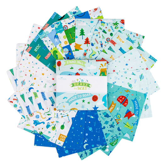 Fanned 5 inch stacker of Brave Your Way fabric 