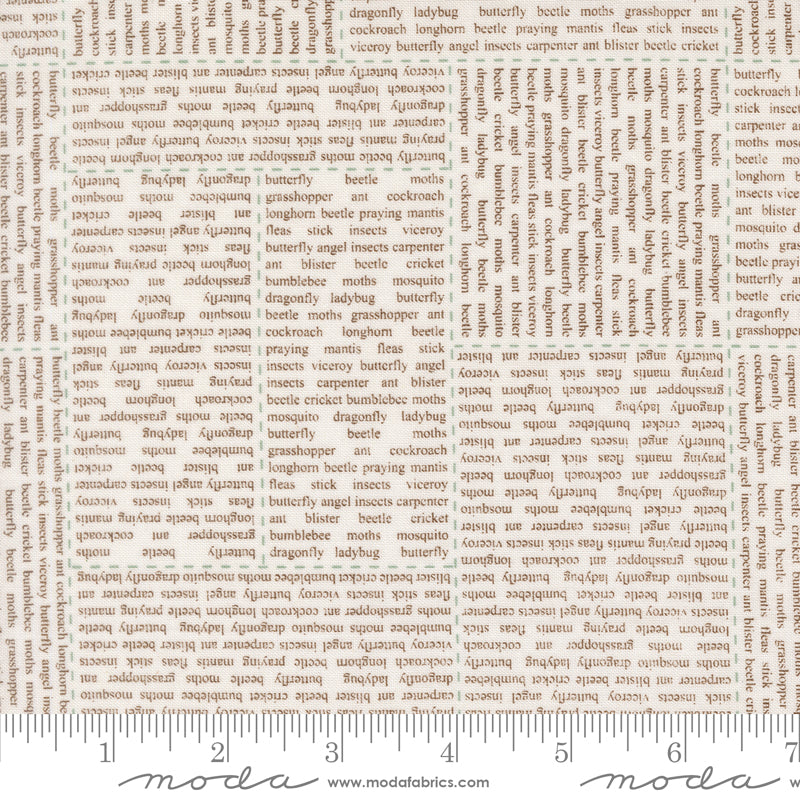 Bug Collector In The News print on Cloud, quilting fabric by Sweetwater for Moda Fabrics, 55730-21