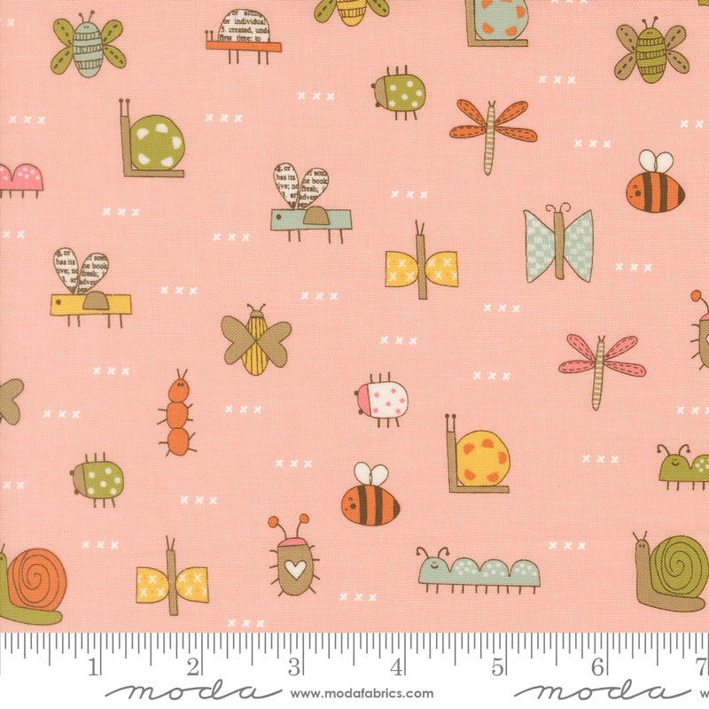 Bug Collector Bugs novelty print in Blush, quilting fabric by Sweetwater for Moda Fabrics, 55731-14