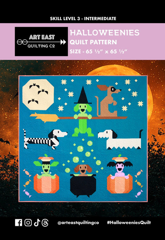 Halloweenies Quilt Pattern by Art East Quilting Co. pattern cover