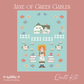 Anne of Green Gables quilt kit cover design by Treeline Quilting, featuring a light blue central panel with a house, fence, teapots, flowers, and a girl in an apron, set against a dusty pink background with the title and 'Quilt Kit' text.