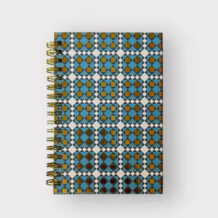 Quilt Jazz Spiral Notebook Blue