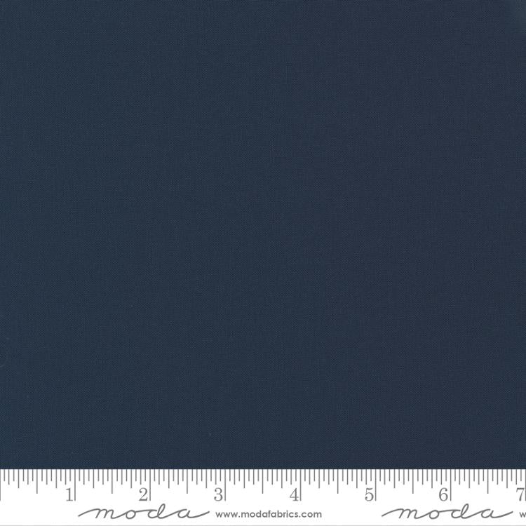Bella Solids Navy fabric swatch with ruler