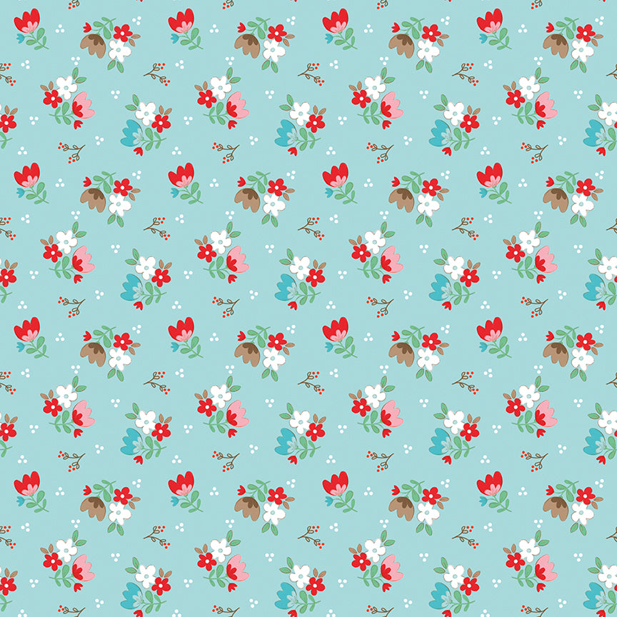 Whimsical Woodland Floral Aqua