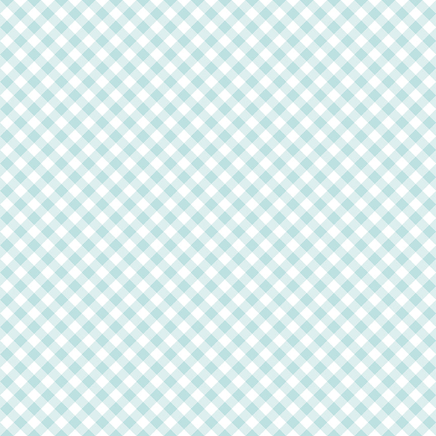 Whimsical Woodland Diagonal Gingham Aqua