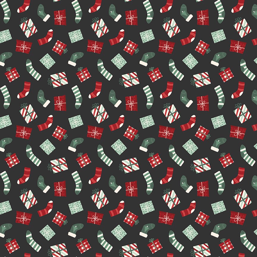 Evergreen Wishes Stockings & Gifts Black