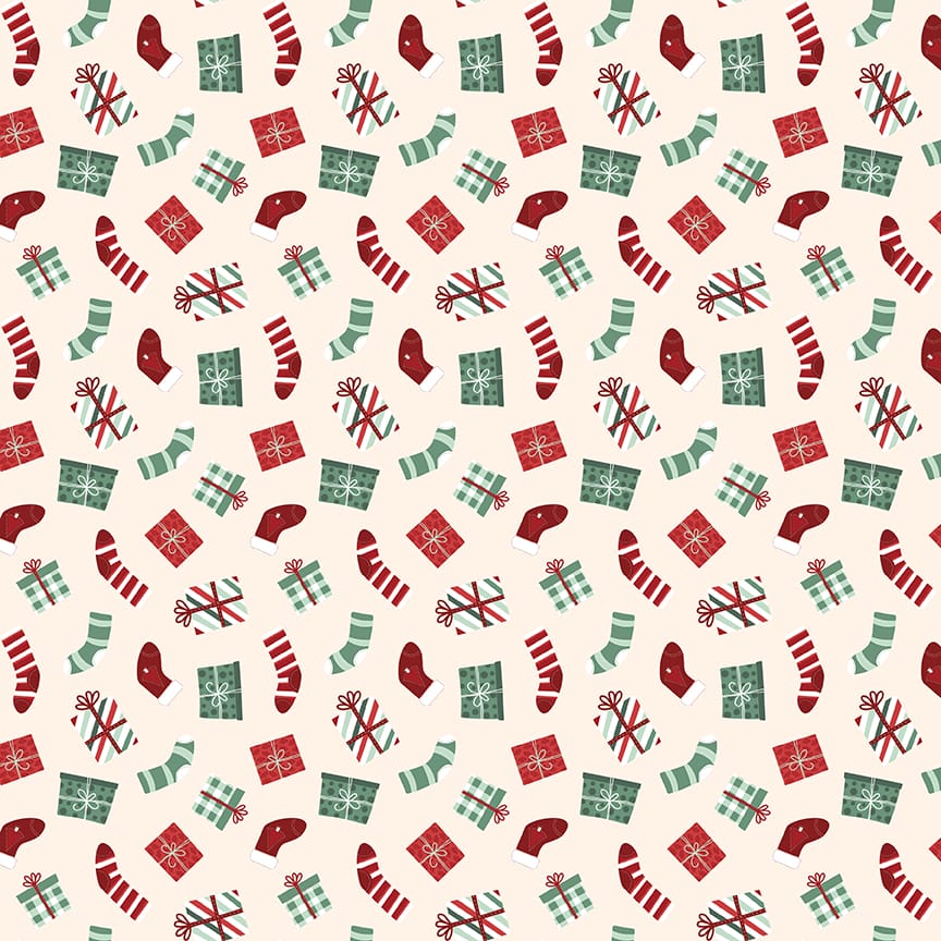 Evergreen Wishes Stockings & Gifts Cream