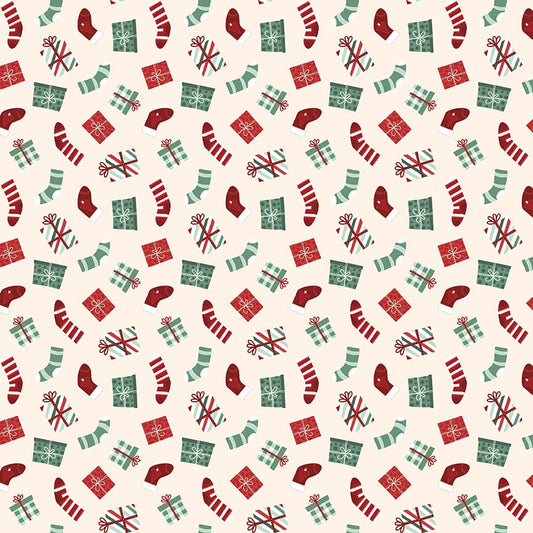 Evergreen Wishes Stockings & Gifts Cream