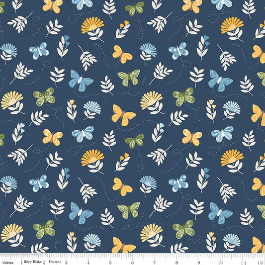 Sunshine & Dandelions Butterflies Navy