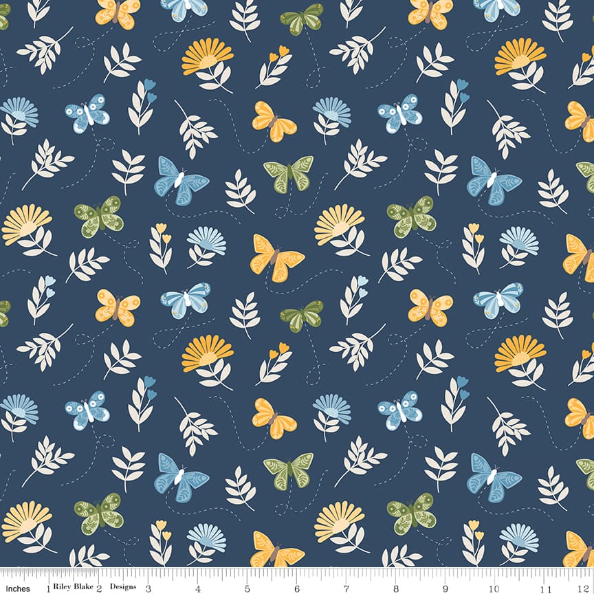 Sunshine & Dandelions Butterflies Navy