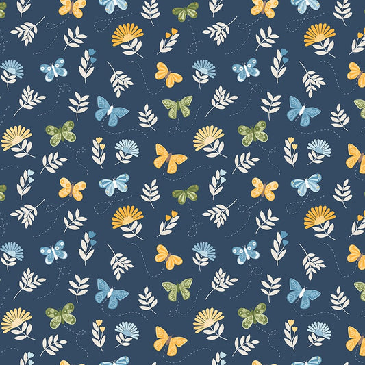 Sunshine & Dandelions Butterflies Navy