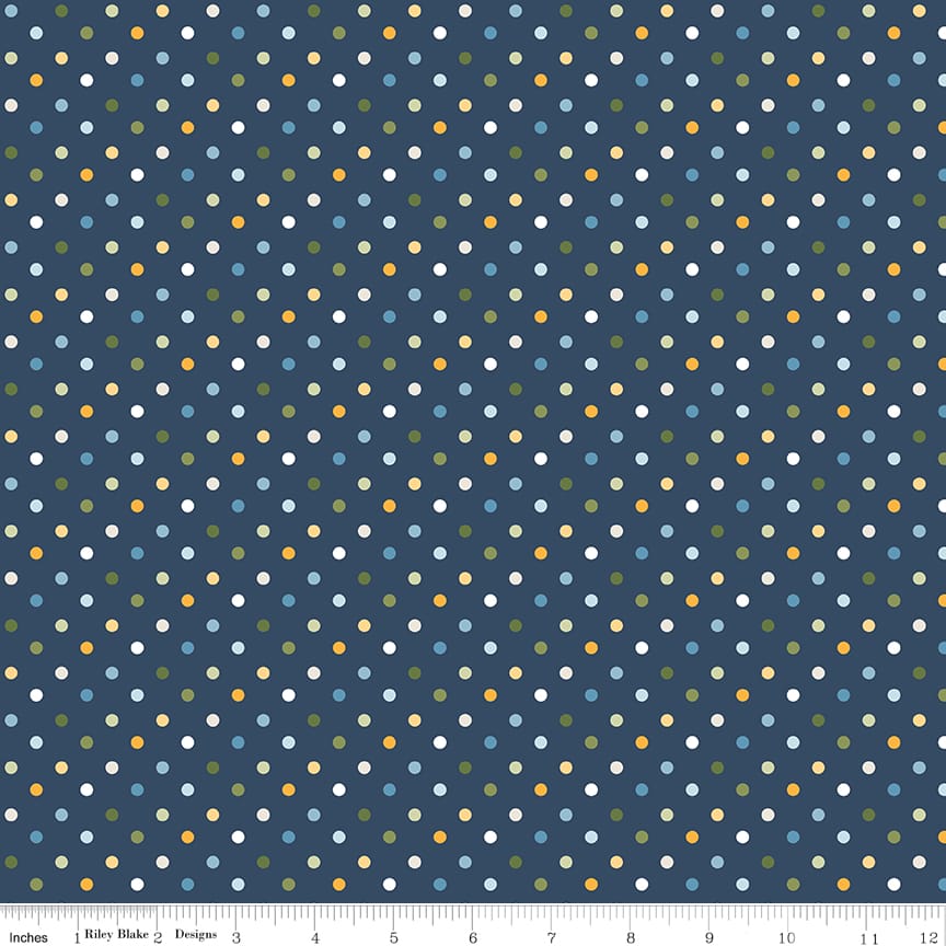 Sunshine & Dandelions Dots Navy