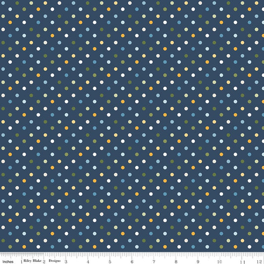 Sunshine & Dandelions Dots Navy