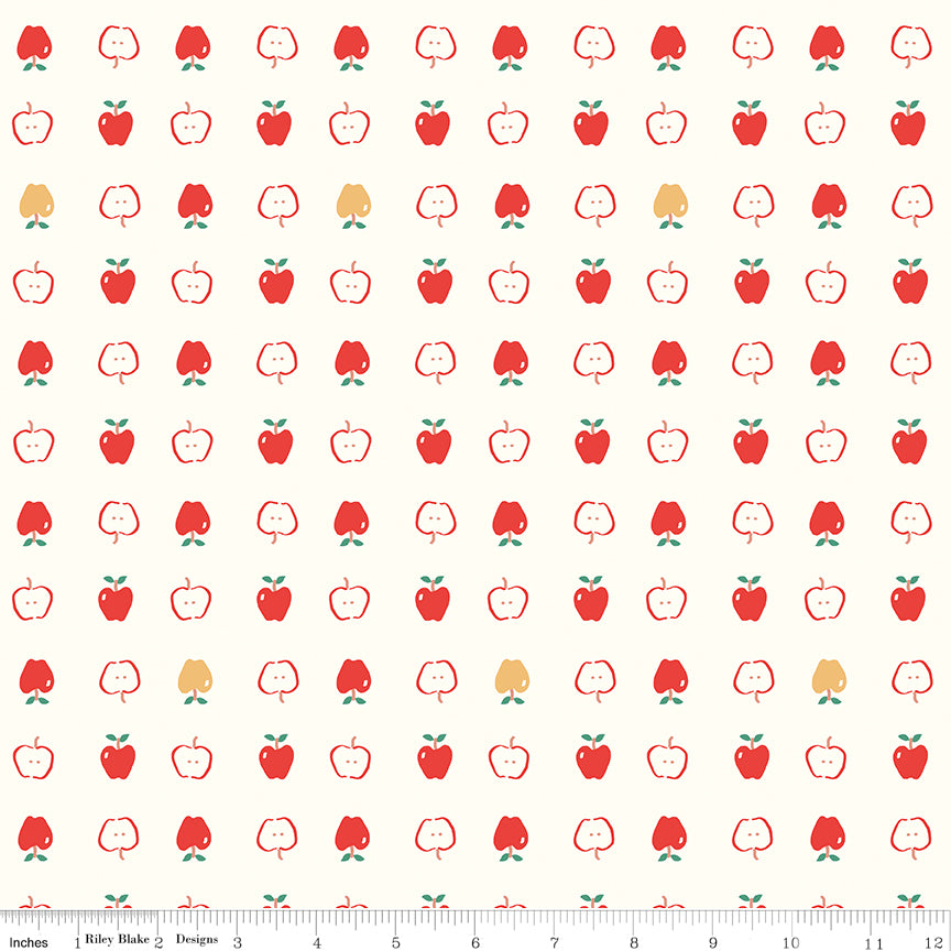 Cotton Nook Apples Vintage White