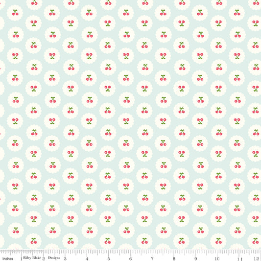 Cotton Nook Cherries Bleached Denim