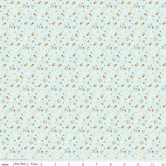 Cotton Nook Flowers Bleached Denim